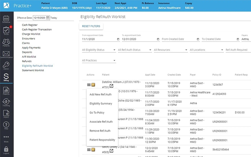Nextech EHR and PM administrative tasks screenshot
