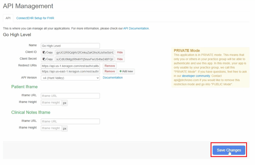 After filling in the details, click ‘Save Changes’